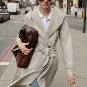Zara Soft Hooded Coat Jacket